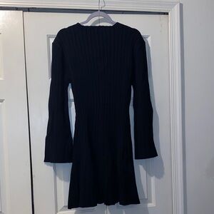 J. Crew Black Rib-Knit Mini Long Sleeve Sweater Dress